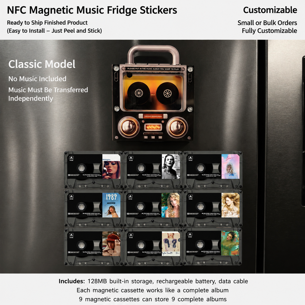 🎵 Iconic Pop Star NFC Fridge Magnet Music Player | Retro Vinyl Style Decor